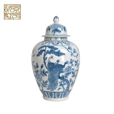 China Stocked Chinese Ceramic Blue And White Porcelain Ginger Jar for sale