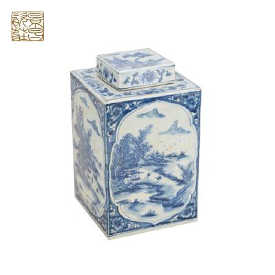 China Traditional exquisite living room home decoration supplies ceramic square pot for sale