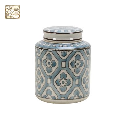 China Retro Traditional Chinese Storage Decoration Ceramic Gift Jar for sale