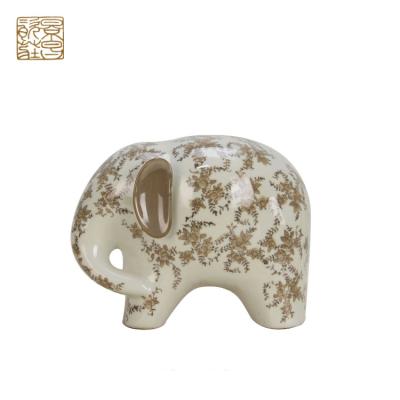 China China Factory Supplier Porcelain Hand Printed Decorative Handmade Ceramic Animal Craft Elephant Figurine for sale