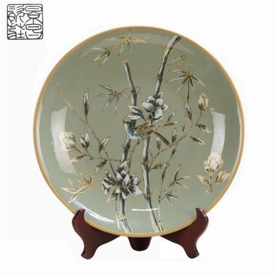 China Stocked Porcelain Hand Painting Custom Infrared Art Decoration Ceramic Plate for Hotel Decor etc. from Ministry of the Interior for sale