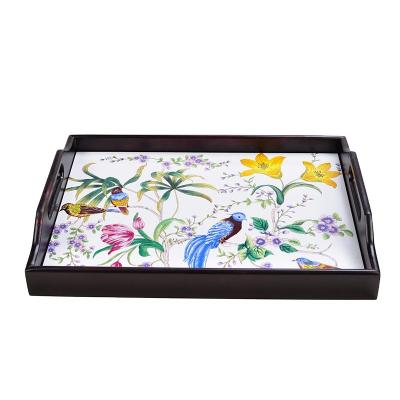 China Traditional Or Modern Luxury Cafe Decorations Restaurant Ceramic Wooden Serving Tray for sale