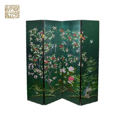 China CLASSIC exquisite flower pattern on the back of the bamboo pattern screen Chinese retro wooden folding screen for sale