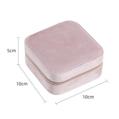 China Handmade Custom Your Own Logo Jewelry Case Box Earrings Necklace Ring Jewelry Case Packing Small Portable Velvet Travel for sale