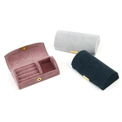 China Custom Made Eco-Friendly Ring Travel Box Organizer Metal Small Vault Velvet Jewelry Storage Case Korean Jewelry Storage Case for sale