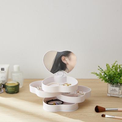 China Nordic simple multi-layer heart-shaped revolving women's first beauty accessories storage box eco-friendly jewelry for sale