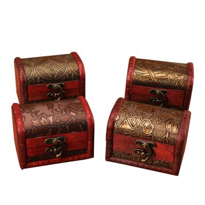 China Wholesale Fashionable Mini Wooden Keepsake Storage Box Small Jewelry Box Kids Pirate Treasure Chest Boxes for sale