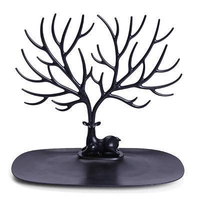 China OEM+ODM+Wholesale Earrings Necklace Ring Pendant Bracelet Display Stand Tray Tree Storage Jewelry Key Hanger Wholesale Deer Black White for sale