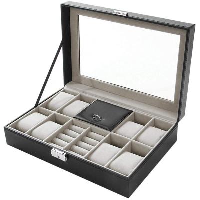 China Hige Handmade Quality Luxury PU Leather Watch Storage Box Jewelry Display Case In Stock for sale