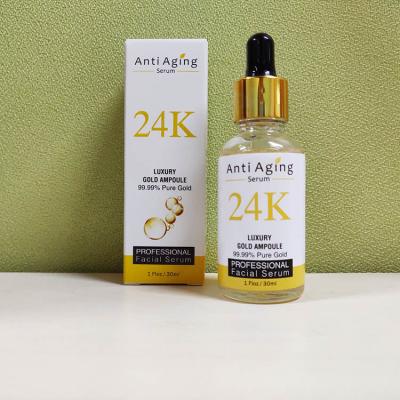 China Skin Revitalizer Private Label Skin Care Beauty 24K Whitening Gold Serum Moisturizing Reducing Fine Lines Anti Aging Face Serum 24K for sale