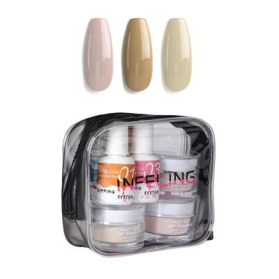 China Nail Dipping Powder Kit 1s Dip Nail Powder System Quick Dry Starter Set With 3 Colors Dip Powder YKG-DP-05 for sale