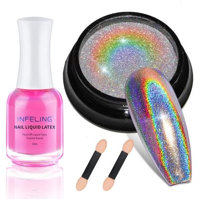 China Chrome Nail Powder - Holographic Nail Powder with 18ml Liquid Latex for Nails, Holo Nail Powder by INFELING YKG-SF-01 for sale