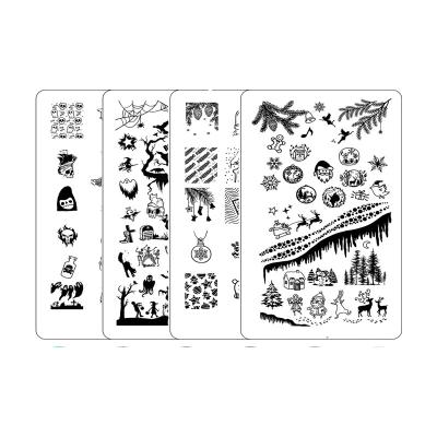 China Metal Christmas Nail Stamping Kit Ejiubas Nail Stamps 2PCS Halloween Double Sided Nail Stamping Plates X19X20 for sale