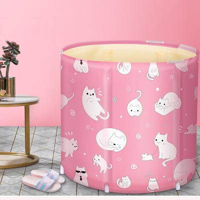 China Eco-Friendly Portable Folding Tub PVC Cat Pink Bath Barrel Bucket Sustainable for sale