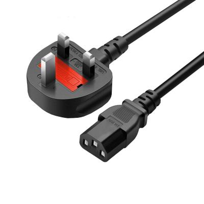 China UK Standard Computer And Laptop 220V 3 Prong AC Power Cable BS1363 Standard With C13 End for sale