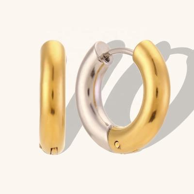 China Waterproof 2023 New Style Spring Splicing Chunky Hoop Earring Waterproof Tarnish Free Stainless Steel Jewelry for sale