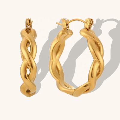 China TRENDY Twisted Earring Stainless Steel Earrings 18k Pvd Gold Plated Earrings For Stylish Girls for sale