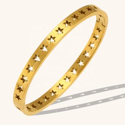 China 2023 Hot Selling Waterproof Stainless Steel Hollow Star Ladies Bracelets Women Jewelry Non Tarnish Jewelry 18k Gold Plated for sale