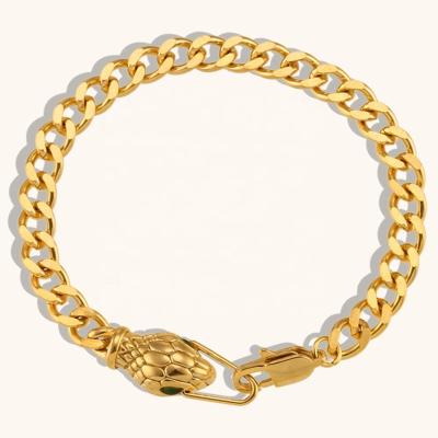 China Waterproof Snake Clasp Fashion Spring Zircon Bracelets Stainless Steel Cuban Chain Bracelet for sale