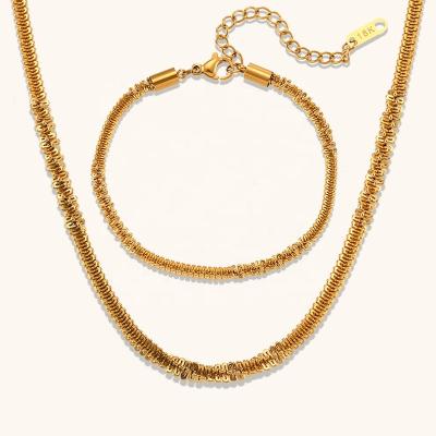 China Unique waterproof and classy irregular snake chain stainless steel jewelry necklace and bracelet set for woman for sale