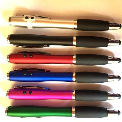 China Light Promotional Creative Ball Stylus Pen Multifunctional Pen With Electronic Watch Logo for sale