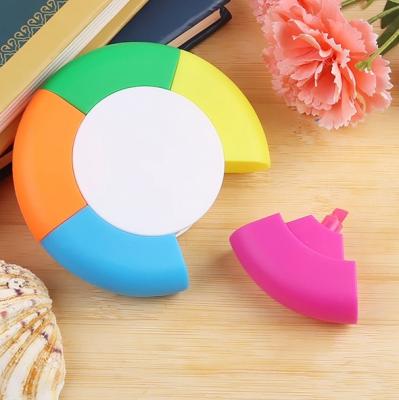 China Promotional Markers & Highlighters Customized Cart Wheel Shape Shaped 5 In 1 Highlighter Marker Pens For Promotion With Logo for sale