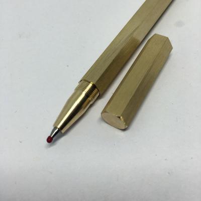 China Promotional pen roller gel ink handmade high quality hexagonal brass pen with logo for sale