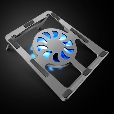 China Big Fan Blue Backlight Foldable Diameter 12.5cm With 2.0 USB Ports Aluminum Alloy Laptop Stand With Fan for sale