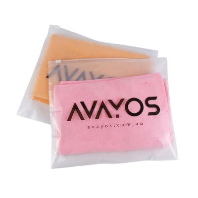 China Custom Printed Logo Flat Bottom Waterproof Frosted Zipper Bag For Clothing for sale