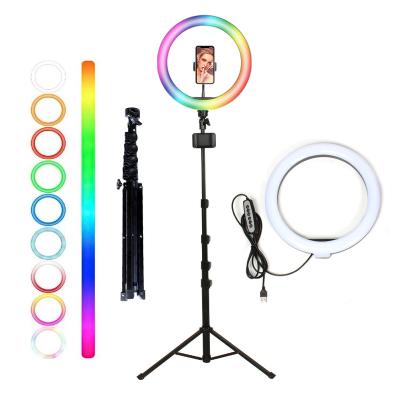 China JiYi 26cm 10inch RGB Cheapest PORTABLE Ring Light Tripod With Tripod Ring Light Stand for sale