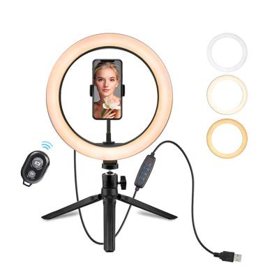 China PORTABLE classy living stream ring light tripod 26cm tik tok ring light with stand for sale