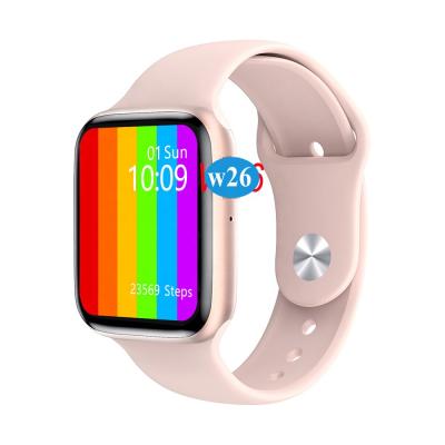 China 2021 GPS Navigation Full Touch Smartwatch w26 BT Wrist Smart Watch Band Temperature Bracelet Pink for sale