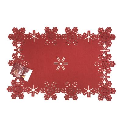 China Sustainable Snowflake Design Laser Cut Felt Place Mat Christmas Decoration For Kitchen Table for sale