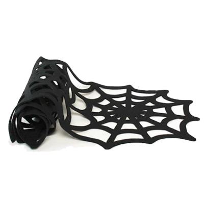 China Other Color Black Spider Web Style Halloween Felt Table Mat Table Runner for sale