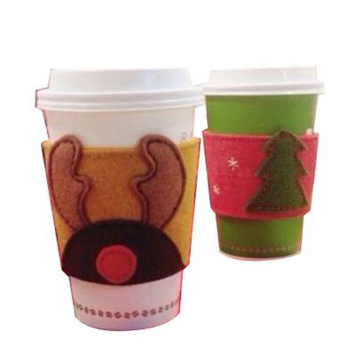 China Foldable Reusable Felt Carry Felt Die Cut Coffee Cup Insulator Hot Sleeve for sale