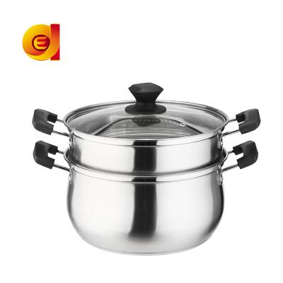 China Sustainable Advanced 304 Stainless Steel 2 Rows Steamer Soup Pot With Double Ear for sale