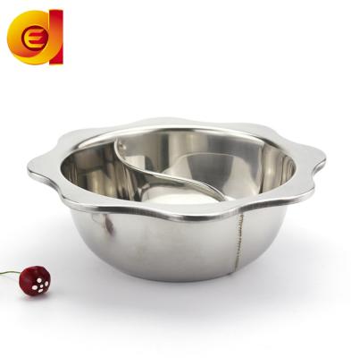 China Sustainable high quality 201 stainless steel sun-shape hotpot Yuanyang hotpot basin for sale