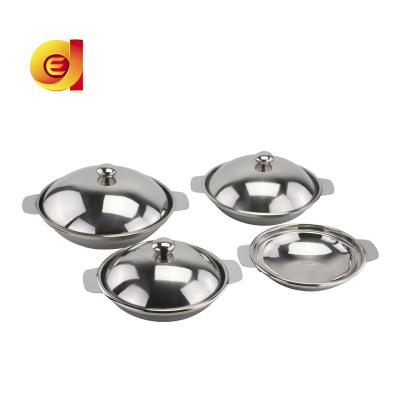 China Sustainable 201 Stainless Steel Small Spirit Stove Pot With Double Steel Ear for sale