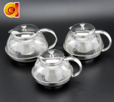 China Viable Wholesale China Borosilicate Glass BPA Free Teapot Set With Stainless Steel Tea Infuser for sale