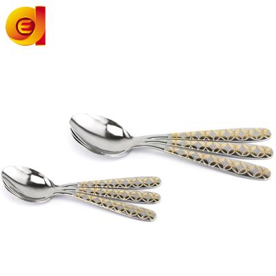 China Sustainable high quality with flower-pattern design non-slip stainless steel spoons and forks for sale