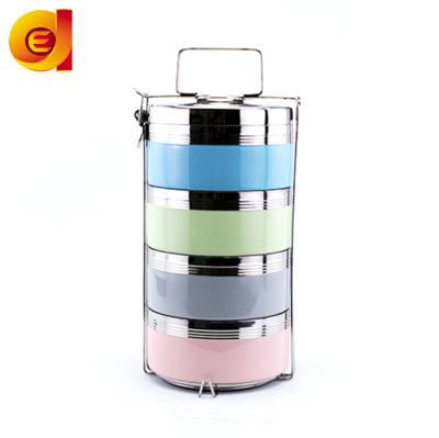 China Sustainable Colorful Stainless Steel Food Storage Container Stackable Lunch Box for sale