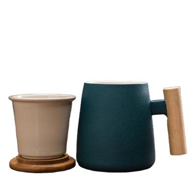 China 2022 New Minimalist Handle Coffee Mug Eco-friendly Coffee Mug Wood Cup Custom Coffee Mug With Matte Frosted Color for sale