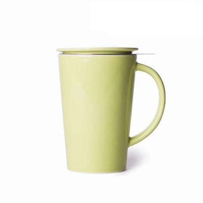 China Good Quality Diverse Cup Ceramic Coffee Mug Office Disposable Mug With Stainless Steel Tea Net Cover for sale