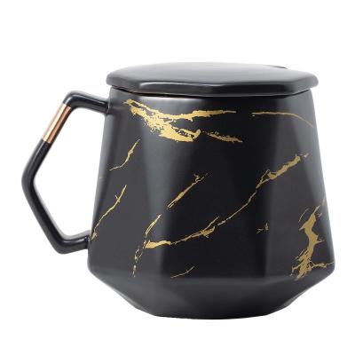 China Custom Logo Diamond Painted Gold Ceramic Disposable Festival Creative Gift Cup Tea Milk Coffee Mug for sale