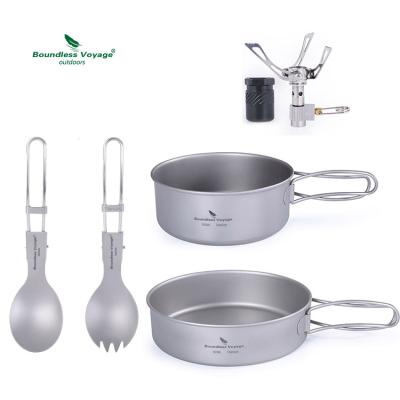 China 5Pcs Lightweight Travel Unlimited Camping Titanium Outdoor Cookware for sale