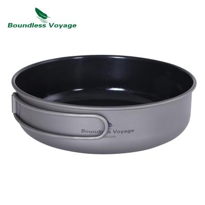 China Unlimited Travel Lightweight Pan Titanium Non-Stick Frying Pan Outdoor Portable Pure Titanium for Camping for sale