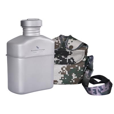 China 1100ml Travel Unlimited Lightweight Titanium Military Canteen For Camping Backpacking Titanium Army Drinking Water Bottle for sale