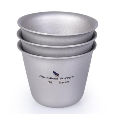 China Unlimited Travel Stored Pure Titanium Single Wall Tea Cup 15ml Mini Cup for Whiskey Tea Wine Wine Sake Cup for sale