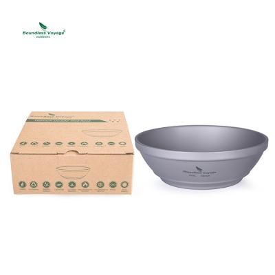 China Travel 300ml Lightweight Unlimited Double Wall Titanium Bowl Fruit Salad Dinner Bowl For Home Outdoor Camping for sale