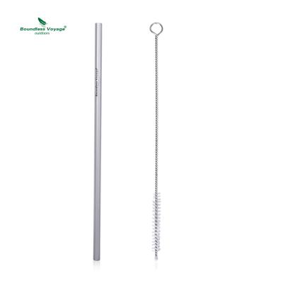 China Travel Unlimited Bar Reusable Titanium Metal Drinking Straws Straight Straw With Brush For Camping for sale